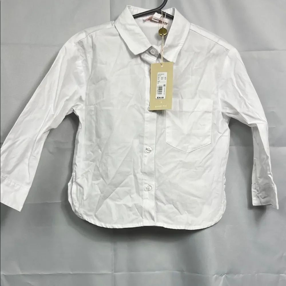 Gianni Bini White long sleeve cotton button up blouse size 2T NWT